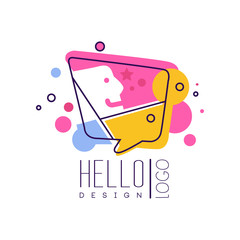 Sticker - Hello logo logo design, colorful emblem with Hello word and message bubble vector Illustrations on a white background