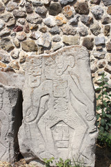 Sticker - Bas-relief carving of anatomical image of a man, Mexico