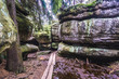 Bledne Skaly rock maze - tourist route in Table Mountains, Poland