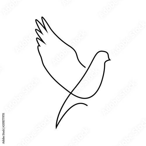 Fotografía One line dove flies design silhouette