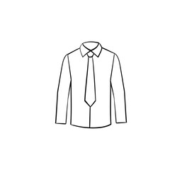 Sticker - Shirt with necktie hand drawn outline doodle icon. Business attire vector sketch illustration for print, web, mobile and infographics isolated on white background.