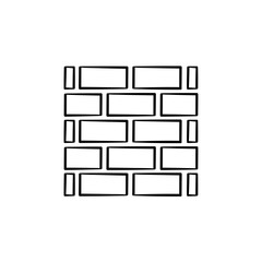 Sticker - Brick wall hand drawn outline doodle icon. Construction of wall from brick vector sketch illustration for print, web, mobile and infographics isolated on white background.