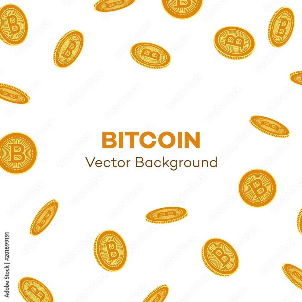 Vektor Vector flat falling bitcoin rain, Golden coins icon with space for  text. Mining crypto currency, virtual money elements. Digital economy,  blockchain sign. Isolated illustration on a white background. ve službě  Stock |