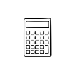 Sticker - Calculator for count hand drawn outline doodle icon. Math calculator vector sketch illustration for print, web, mobile and infographics isolated on white background.