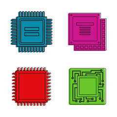 Poster - Cpu icon set. Color outline set of cpu vector icons for web design isolated on white background