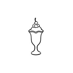 Wall Mural - Ice-cream hand drawn outline doodle icon. Cup of decorated ice-cream sorbet vector sketch illustration for print, web, mobile and infographics isolated on white background.