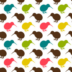 Wall Mural - kiwi birds colorful seamless pattern