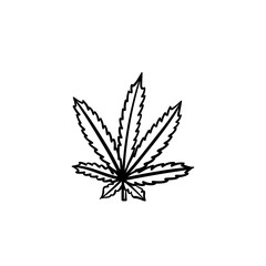 Canvas Print - Marijuana leaf hand drawn vector outline doodle icon. Vector sketch illustration of marijuana leaf for print, web, mobile and infographics isolated on white background.