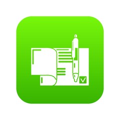 Poster - Treaty icon green vector isolated on white background