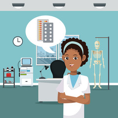 Poster - Nurse at doctor office vector illustration graphic design