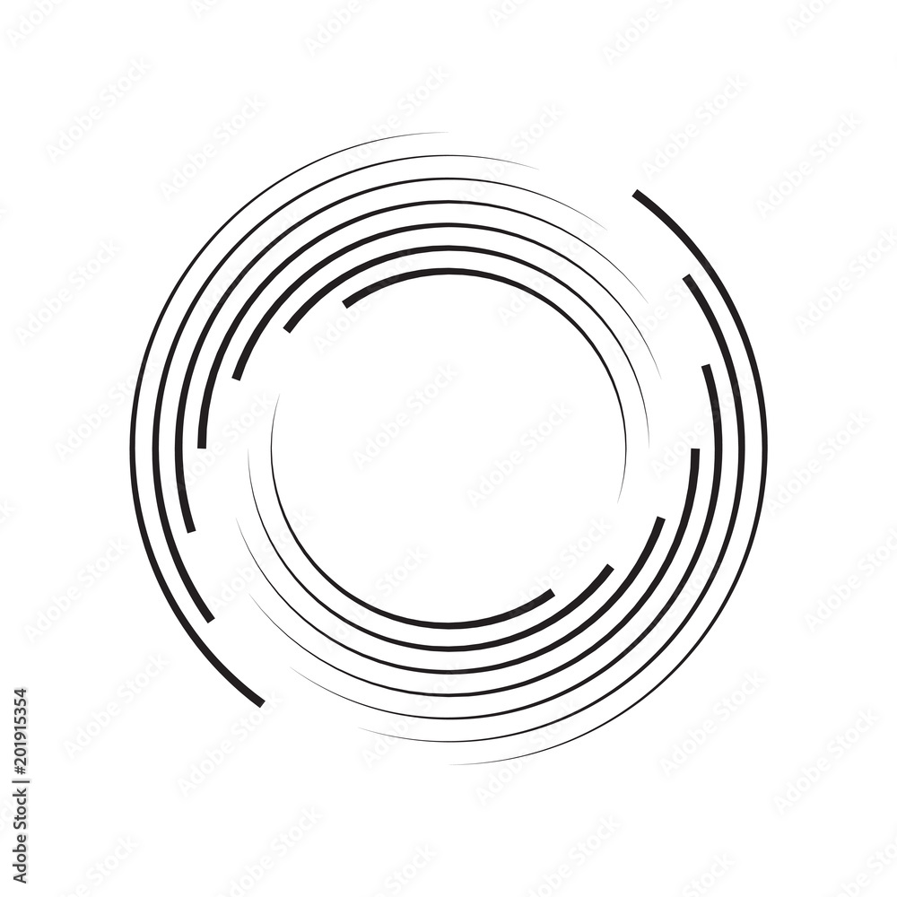 Concentric Circle Elements Backgrounds. Abstract circle pattern. Black and white graphics. - obrazy, fototapety, plakaty 