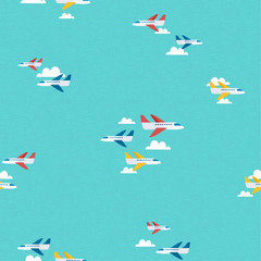 Wall Mural - Air plane sky travel pattern background art