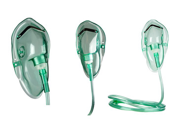 medical oxygen mask on isolated white background