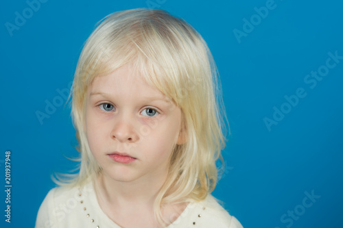 Kid With Blonde Hair Little Girl With Young Tender Skin Fashion