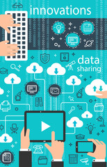 Fototapete - Vector internet data digital technology poster