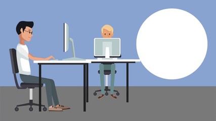 Web developers working with computers High definition colorful scenes