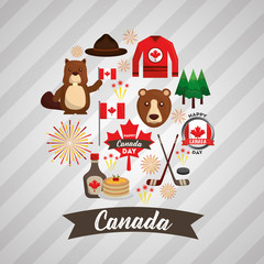 Wall Mural - happy canada day set national symbols vector illustration