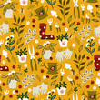 Gardening Seamless Pattern with Flowerpot, Garden Gloves and Secateurs and etc. Seamless Pattern for Fabric, Paper and Other Printing.