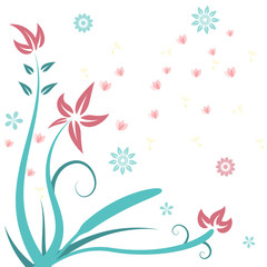 Wall Mural - flower calligraphic design elements