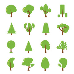Wall Mural - ecology illustrations set. flat pictures of green tree