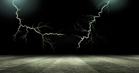 Poster - Lightning strikes in sky over sports field