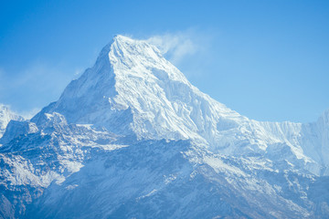 beautiful view of the landscape of the Himalayan mountains. Snow-covered mountain peaks. trekking concept in the mountains