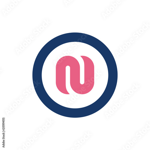 Symbols Alphabet Letter N Combined With Circles Outline Vector