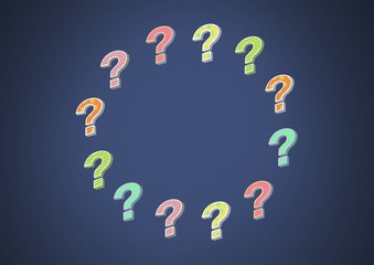 Poster - colorful funky question marks in circle