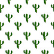 Green cactus. Seamless pattern vector background. Hand drawn vector illustration. Fabric print.