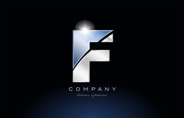 metal blue alphabet letter f logo company icon design