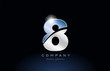 metal blue number 8 logo company icon design