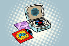 Retro Record Player, Gramophone. Pop Vinyl