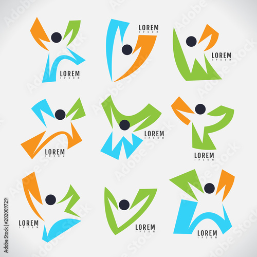 Logo Person Modern Design Template Happy Human Figure Vector