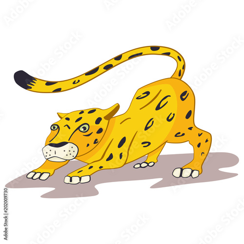 Jaguar Animal Cartoon Vector Illustration Isolated On White
