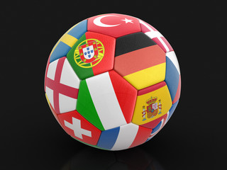 Poster - Soccer football with flags. Image with clipping path