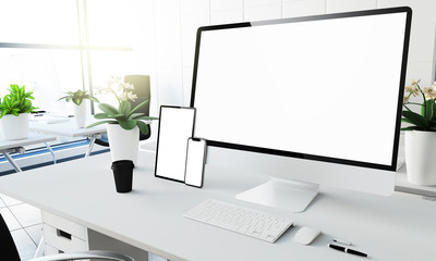 Poster - white screen devices mockup