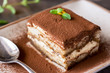 Tiramisu Cake Traditional Italian Dessert with Mascarpone Cheese and Espresso Coffee