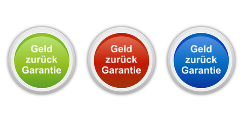 Poster - rundes Button Set grün rot blau - Geld zurück Garantie