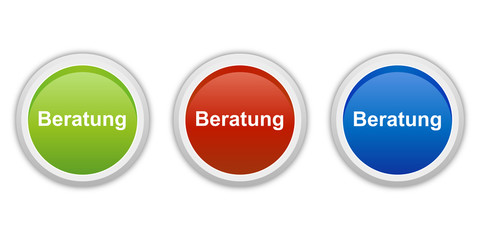 Canvas Print - rundes Button Set grün rot blau - Beratung