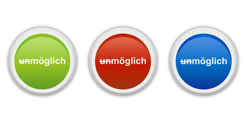 Canvas Print - rundes Button Set grün rot blau - un/möglich