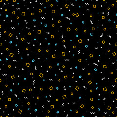 Leinwandbilder - Abstract seamless pattern. Different simple elements on black background
