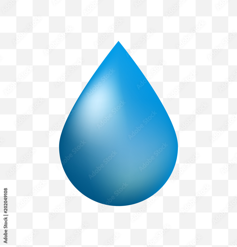 Cute Water Drop Icon on Transparent Background . Isolated Vector ...