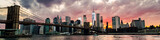 Fototapeta Most - View of Manhattan bridge and Manhattan in New York, USA at sunset.