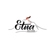 Vector Lettering Of Word Etna. Modern Calligraphy. As Template Of Logotype, Label, Icon, Tag, Banner, Greeting Card. Inscription For Journal, Flyer, Bisness Card.