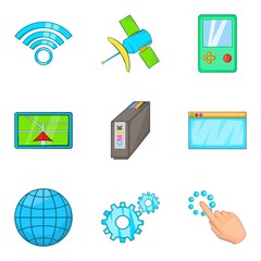 Poster - Mobile life icons set. Cartoon set of 9 mobile life vector icons for web isolated on white background