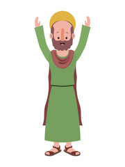 apostle of Jesus with hands up character vector illustration design