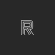 © Sergii Syzonenko - Letter R logo monogram, minimal style identity initial mark, black and white parallel think lines emblem for business cards
