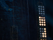 Stage Lights And Theater Curtain