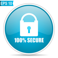 Poster - Secure blue glossy round vector icon in eps 10. Editable modern design internet button on white background.