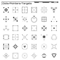 Poster - Set of black hud dots, pointers, targets infographic elements. Futuristic user interface. Virtual graphic. Infographic elements. Digital dashboard panel illustration